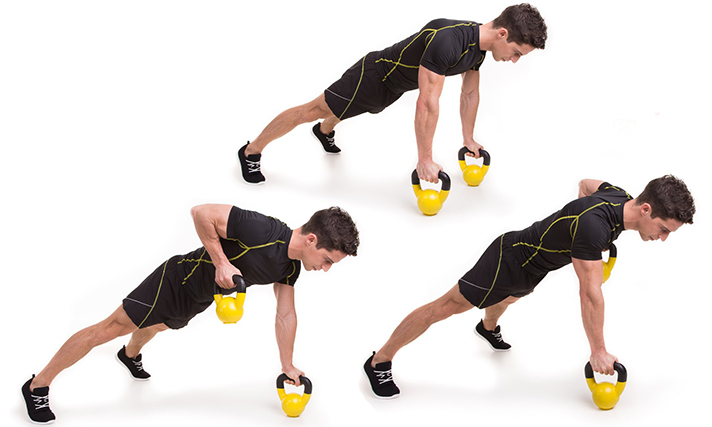 hardstyle kettlebell, renegade row, renegát evezés